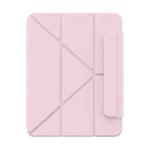 For iPad Pro 13 2024 Baseus Minimalist Series Y-shaped Tri-fold Magnetic Leather Tablet Case(Pink)