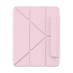 For iPad Air 13 2024 Baseus Minimalist Series Y-shaped Tri-fold Magnetic Leather Tablet Case(Pink)