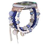 For Apple Watch 46mm / 49mm / 45mm / 44mm Shell Beads Chain Watch Band(Blue)