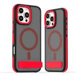 For iPhone 16 Pro Max Dual-Color Skin Feel Magsafe Phone Case with Holder(Red)