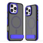 For iPhone 16 Pro Max Dual-Color Skin Feel Magsafe Phone Case with Holder(Blue)