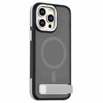 For iPhone 15 Pro Max Dual-Color Skin Feel Magsafe Phone Case with Holder(Grey)