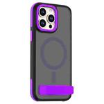 For iPhone 15 Pro Max Dual-Color Skin Feel Magsafe Phone Case with Holder(Purple)