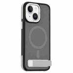 For iPhone 15 Plus / 14 Plus Dual-Color Skin Feel Magsafe Phone Case with Holder(Grey)