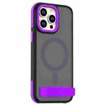 For iPhone 14 Pro Max Dual-Color Skin Feel Magsafe Phone Case with Holder(Purple)