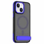 For iPhone 14 Dual-Color Skin Feel Magsafe Phone Case with Holder(Blue)