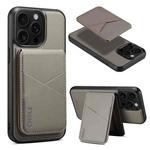 For iPhone 13 Pro ESEBLE E3 Plain Texture Card Slots MagSafe RFID Leather Case(Grey)