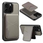 For iPhone 14 Pro Max ESEBLE E3 Plain Texture Card Slots MagSafe RFID Leather Case(Grey)