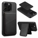 For iPhone 15 Pro ESEBLE E3 Plain Texture Card Slots MagSafe RFID Leather Case(Black)