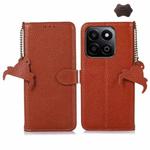 For Honor Play 60 Plus Genuine Leather Litchi Texture RFID Leather Phone Case(Coffee)