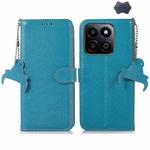 For Honor Play 60 Plus Genuine Leather Litchi Texture RFID Leather Phone Case(Blue)