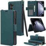 For Samsung Galaxy Fold4 5G Side Buckle Leather Phone Case(Green)