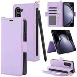 For Samsung Galaxy Fold4 5G Side Buckle Leather Phone Case(Light Purple)