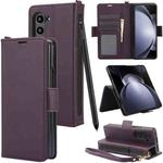 For Samsung Galaxy Fold5 5G Side Buckle Leather Phone Case(Dark Purple)