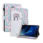 For Samsung Galaxy Tab A10.5 T590 / T595 Colored Drawing Stitching Horizontal Flip Leather Case with Holder & Card Slots(Elephant Flower)