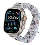For Apple Watch 46mm / 49mm / 45mm / 44mm Colored Diamond Tassel Chain Watch Band(White)