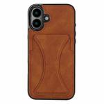 For iPhone 16 Plus Ultra-thin Shockproof Phone Protective Case with Holder(Brown)