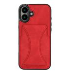 For iPhone 16 Plus Ultra-thin Shockproof Phone Protective Case with Holder(Red)