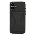 For iPhone 16 Ultra-thin Shockproof Phone Protective Case with Holder(Black)