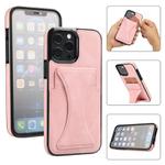 For iPhone 15 Pro Max Ultra-thin Shockproof Phone Protective Case with Holder(Rose Gold)