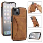 For iPhone 15 Ultra-thin Shockproof Phone Protective Case with Holder(Brown)