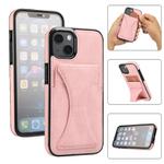 For iPhone 15 Ultra-thin Shockproof Phone Protective Case with Holder(Rose Gold)