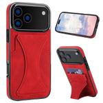 For iPhone 17 Pro Max Ultra-thin Shockproof Phone Protective Case with Holder(Red)