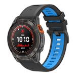 For Garmin 26mm Two Color Quick Release Silicone Watch Band with Tool(Black Sky Blue)