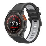 For Garmin 26mm Two Color Quick Release Silicone Watch Band with Tool(Black Light Grey)