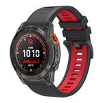 For Garmin 26mm Two Color Quick Release Silicone Watch Band with Tool(Black Red)