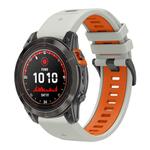 For Garmin 26mm Two Color Quick Release Silicone Watch Band with Tool(Grey Orange)