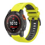 For Garmin 22mm Two Color Quick Release Silicone Watch Band with Tool(Fluorescent Yellow Gray)