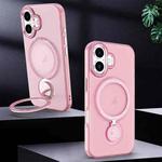 For iPhone 16 Plus Rotation Holder MagSafe Phone Case(Pink)