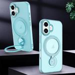 For iPhone 16 Plus Rotation Holder MagSafe Phone Case(Blue)