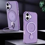 For iPhone 16 Plus Rotation Holder MagSafe Phone Case(Purple)