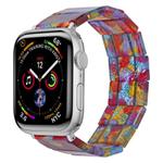 For Apple Watch 42mm / 41mm / 40mm / 38mm Stretch Rope Square Resin Watch Band(Pearlescent Rainbow)