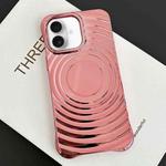 For iPhone 16 Plus Electroplating Wave MagSafe Phone Case(Pink)