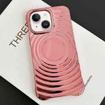 For iPhone 15 Plus Electroplating Wave MagSafe Phone Case(Pink)