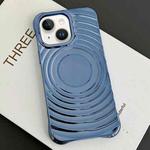 For iPhone 15 Plus Electroplating Wave MagSafe Phone Case(Blue)