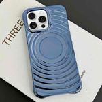 For iPhone 12 Pro Max Electroplating Wave MagSafe Phone Case(Blue)
