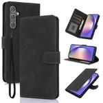 For Samsung Galaxy S23 FE 5G Fantasy Skin-feel Calfskin Texture Leather Phone Case(Black)