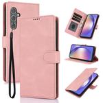 For Samsung Galaxy S24 FE 5G Fantasy Skin-feel Calfskin Texture Leather Phone Case(Pink)