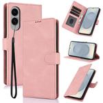 For Samsung Galaxy S25 Edge 5G Fantasy Skin-feel Calfskin Texture Leather Phone Case(Pink)