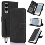 For Samsung Galaxy S25 Edge 5G Fantasy Skin-feel Calfskin Texture Leather Phone Case(Black)