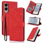 For Samsung Galaxy S25 Edge 5G Fantasy Skin-feel Calfskin Texture Leather Phone Case(Red)