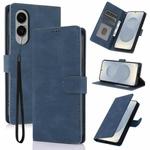 For Samsung Galaxy S25 Edge 5G Fantasy Skin-feel Calfskin Texture Leather Phone Case(Blue)