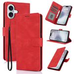 For iPhone 16 Plus Fantasy Skin-feel Calfskin Texture Leather Phone Case(Red)