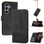 For Samsung Galaxy S25 5G Cubic Skin Feel Flip Leather Phone Case(Black)