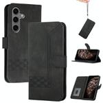 For Samsung Galaxy S25+ 5G Cubic Skin Feel Flip Leather Phone Case(Black)