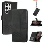 For Samsung Galaxy S25 Ultra 5G Cubic Skin Feel Flip Leather Phone Case(Black)